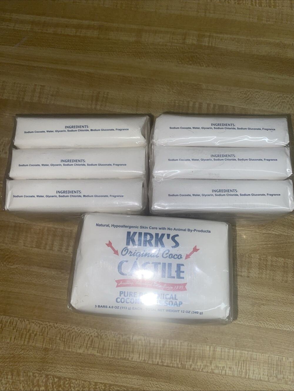 9 Bars (3 Sets Of 3) KIRK’S Original Coco Castile Botanical Coconut Oil Bar Soap